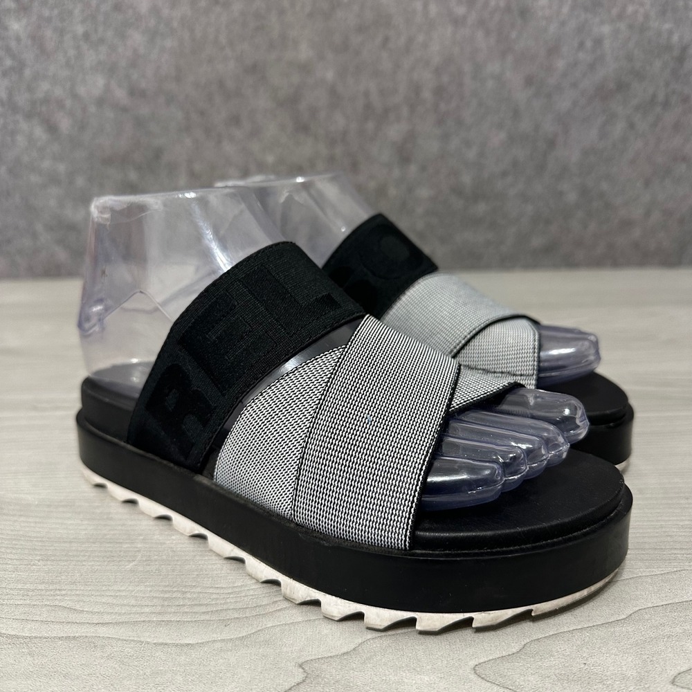 Sorel Roaming Sport Slide Womens 5.5 Black White Platform‎ Sandal Strappy